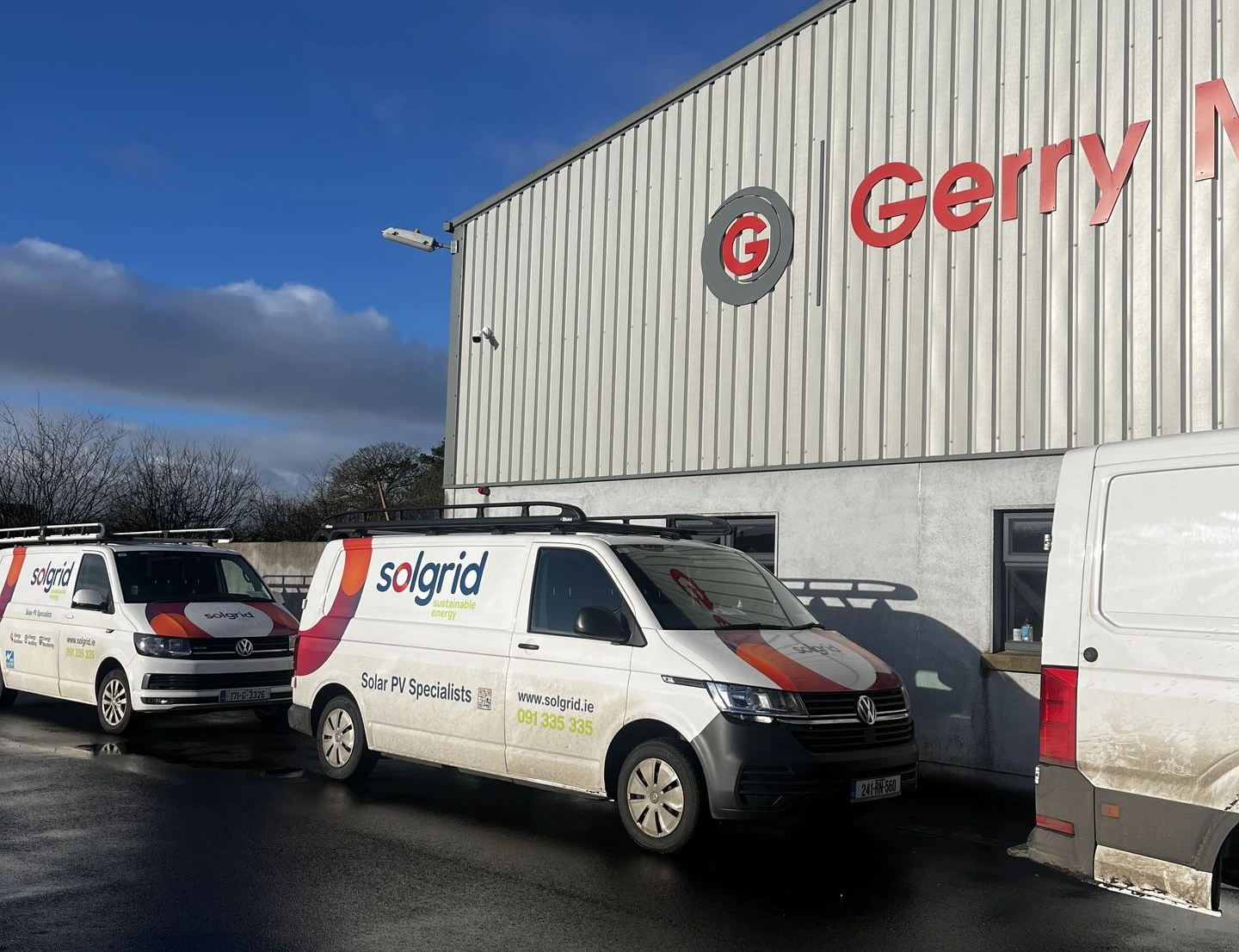 Rooftop commercial solar panels aerial view